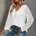 thumbnail image 1 of Blusa frontal con botones NikouMX para mujer con costuras de encaje jersey de manga larga, 1 of 6