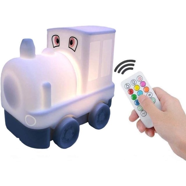 Bonita luz de noche para niños, lámpara LED de ahorro de energía con carga USB, materiales seguros y control remoto para uso en dormitorio, recargable y regulable