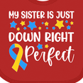 thumbnail image 4 of Inktastic My Sister is Just Down Right Perfect Down Syndrome Awareness Ribbon Boys or Girls Baby Bib, 4 of 4