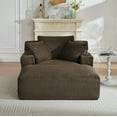 thumbnail image 2 of Aukfa Oversized Chaise Lounge Chair Indoor with Cup Holder & Side Pocket, Faux Fur Sleeper Chair for Living Room, Bedroom,Brown, 2 of 7