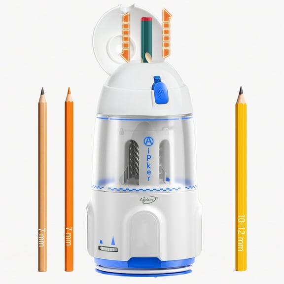Aipker Electric Pencil Sharpener – Heavy Duty  Automatic & Rechargeable Pencil Sharpener for Classroom, School, Office, Kids Teachers, Artists & Students – Fits for Jumbo & Standard Pencils