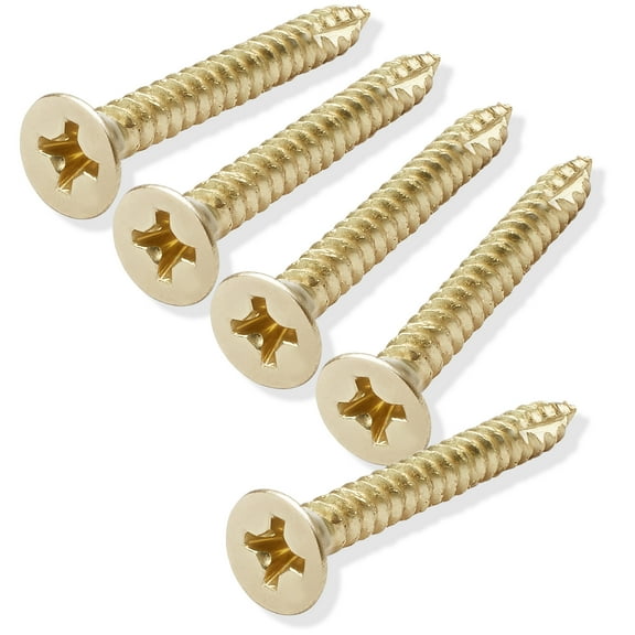 Cauldham Bright Brass Wood Screws #9 x 1-1/2 Inch for Door Hinges - 25 pack