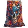 thumbnail image 2 of Pofeuu Colorful Floral Skull A Print Ultra-Soft Micro Fleece Blanket,for Bed Or Sofa,All Season Throw Blankets Flannel Blanket-60"x50", 2 of 7