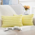 thumbnail image 3 of Set of 2 Faux Wool Plush Decorative Throw Pillow Covers 18x18 Inch Light Blue Fluffy Striped Soft Decorative Cushion Cover for Sofa Bedroom Pillow Shell, 3 of 6
