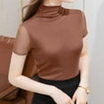 thumbnail image 5 of Womens Mesh Short Sleeve Tops See Through Going Out Blouses Casual Slim Fit Turtleneck Sheer Party Outfits Base Shirts, 5 of 5