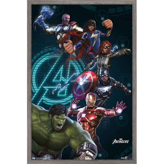 Marvel's Avengers - Group Wall Poster, 14.725" x 22.375", Framed