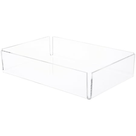 Plymor Clear Acrylic Open Corner Merchandise Display Tray, 8.25" W x 12.25" D x 2.625" H (2 Pack)