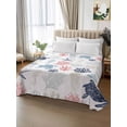 thumbnail image 2 of Blue Red Coastal Flat Sheets Only Twin XL Size, Soft Breathable Bed Top Sheets for Mattress, Nautical Summer Beach Coral Sea Turtle Luxury Bedding Flat Sheets for Home Hotel Bedroom Bed Protection, 2 of 9