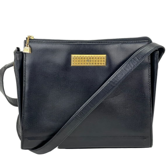 Pre-Owned CHRISTIAN DIOR Black Leather Adjustable Shoulder Bag Authentic Pre owned