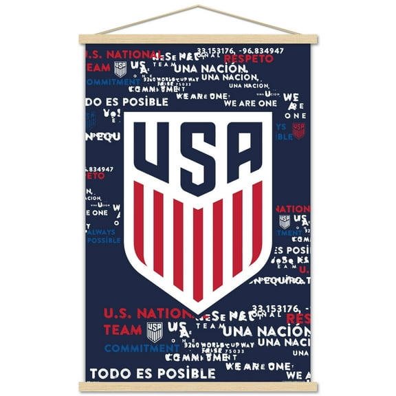 US Soccer - Logo 25 Wall Poster with Magnetic Frame, 22.375" x 34"