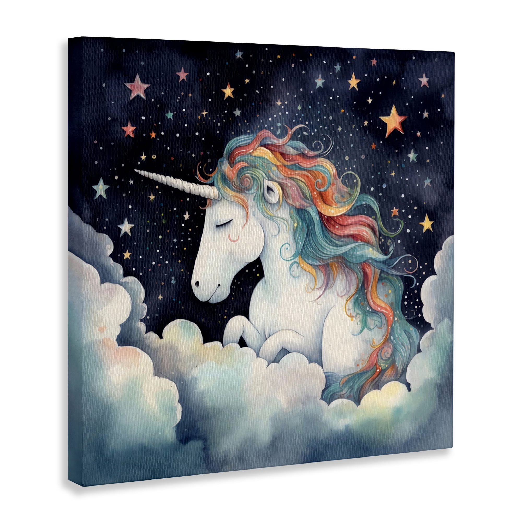 Stupell Industries Sleepy Unicorn in Starlit Clouds Canvas Wall Art, design by Creative Studio