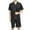 Black, variant on ALLLIST Mens Pajamas Set Silk Big And Tall Sleepwear Short Sleeve Tops & Bottom Plain Black Button Down Pajamas for Teens L-4XL