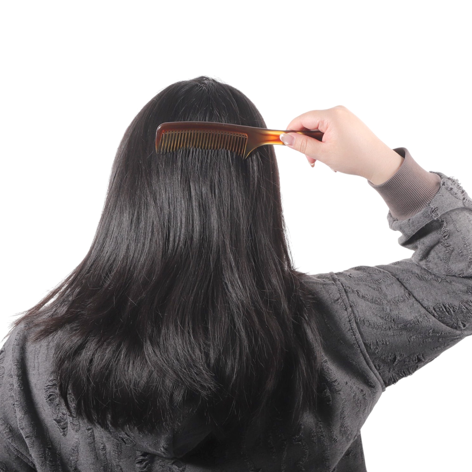 Unique Bargains 1 Pc Two-Color Handle Flat Comb for Curly Hair Amber with Unique Design