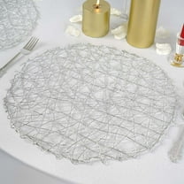Efavormart 6 Pack 15" Silver Metallic String Round Placemats For Wedding Events Birthday Party
