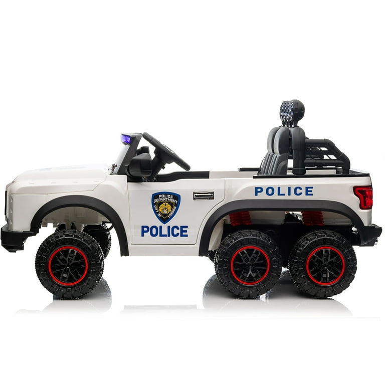 Hikiddo 24V Kids Electric Police Car, 4WD 2 Seater Powered Ride on Toy  Truck with Remote, Megaphone