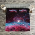 thumbnail image 3 of Ambesonne Nebula Quilted Bedspread Set 3 Pcs, Outer Space Stars Galaxy, Queen Size, Magenta and Black, 3 of 3