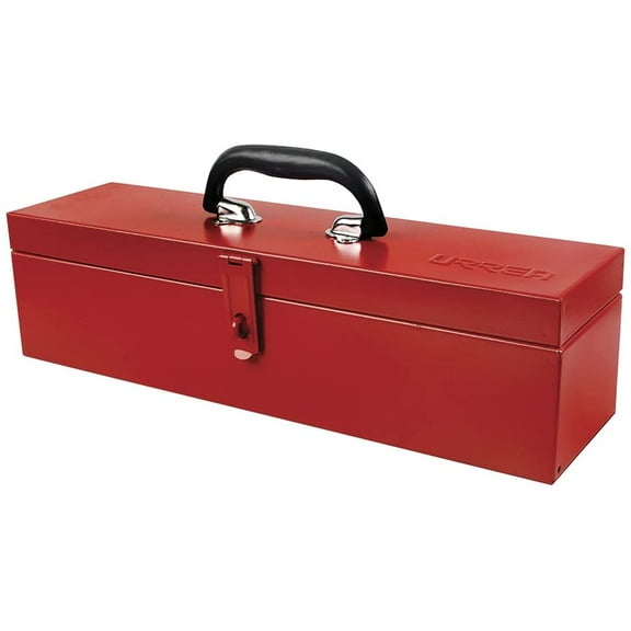 URREA Metal Tool Box - 18 x 4.8 x 4.8 Tool Storage/Organization Box with 24 Gauge Construction  Durable Red Finish - 5493