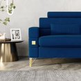 thumbnail image 6 of Blue Velvet Sofa Couch, 86" Large Loveseat Sectional Sofa with Gold Metal Legs for 3-4 Persons, Mid Century Modern Couch with 2 Pillows, Love Seat for Living Room Home Office Apartment, 6 of 8