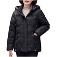 thumbnail image 2 of Somuwie Clearance Women's solid color short double pocket zipper raglan long sleeve hooded cotton coat, 2 of 6