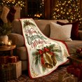 thumbnail image 3 of Christmas Wishes Festive Pinecone Bell Design Red Gold, Festive Holiday Scene, Warm Flannel Blanket for Living Room and Reading Nook, Art Lovers Christmas Gift, Festive Home Decor, 3 of 9