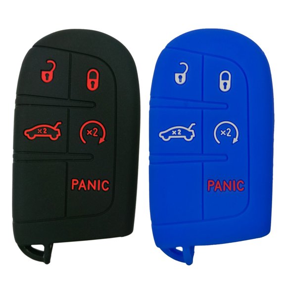 Coolbestda 2Pcs Rubber Smart Key Fob Cover Case Keyless Jacket Holder for 2018 2019 2020 2021 Jeep Grand Cherokee Dodge Challenger Charger Dart Durango Journey Chrysler 300 200