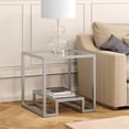 thumbnail image 2 of Henn&Hart 22" Satin Nickel Metal/Glass Side Table, 2 of 8