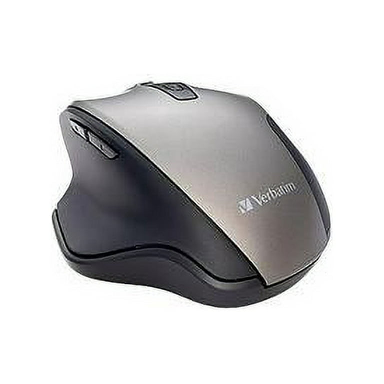 Verbatim Silent Ergonomic Wireless Blue LED Mouse - Graphite - Blue LED/Optical - Wireless - Radio Frequency - 2.40 GHz - Graphite - 1 Pack - USB - 1600 dpi - 6 Button(s)