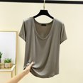 thumbnail image 2 of Endives Women's Short Sleeve T-shirt Summer Solid Color U Neck Plus Size Inner Layer Base Shirt Thin Style Outside Loose Fit Top, 2 of 6