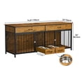 thumbnail image 4 of Dextrus Dog Crate Furniture Large Breed with Dog Feeder, 74.8" Inch Wooden Dog Kennel Furniture Indoor Heavy Duty Dog Crate with Drawers, TV Cansole Table2 Room Divider for 2 Medium Large Dogs, 4 of 6