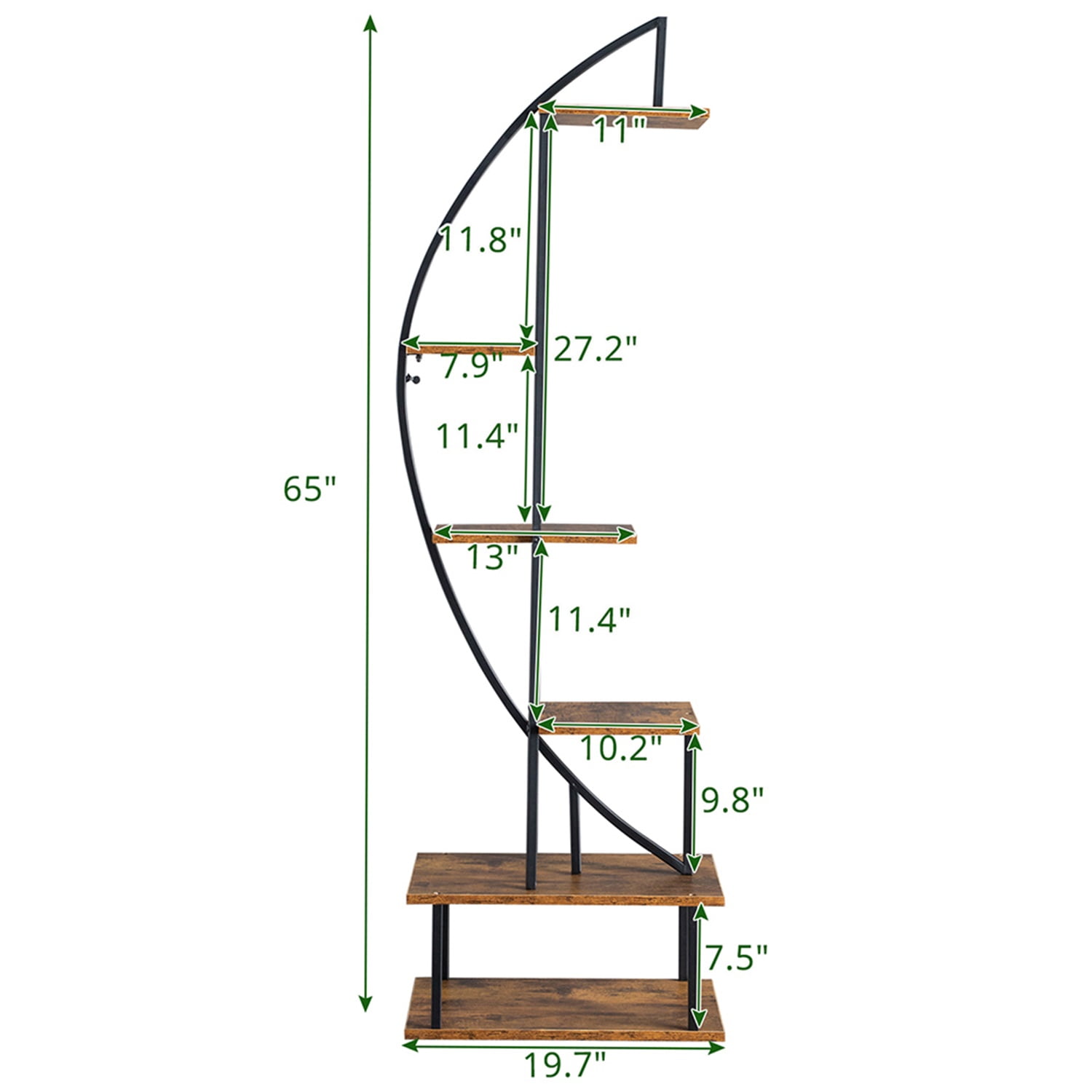 Kepooman 2pcs 6-Tier Plant Stand, Half Moon Shape Ladder Plant Stands for Garden Balcony, Black Display Shelf