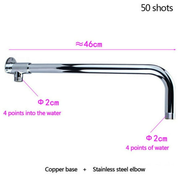 19.7 inch Wall Mounted Stainless Steel Shower Arm with Mount Base Head Extension Pipe Kit