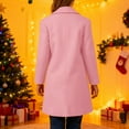 thumbnail image 4 of ATOGUTA Girl's Trench Coat Kids Wool Lapel Long Button Jackets Fall Winter Outerwear Peacoat with Pockets Size 5T-13 Pink, 4 of 6