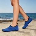 thumbnail image 4 of QWKLEAJ Striped Pattern Water Shoes for Women Men Quick-Dry Aqua Socks Swim Beach Barefoot | Yoga Exercise Wear Sport Accessories Pool Camping Must Haves River Hiking Youth Adult Blue 6, 4 of 6