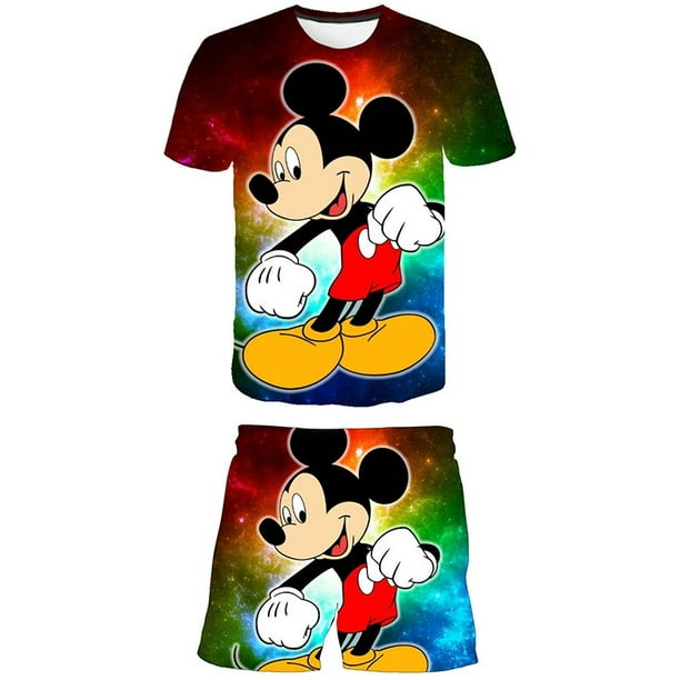 Conjuntos de ropa de Mickey para niñas Camisetas para niños amp; Pantalones cortos Ropa para niños Trajes de manga corta Trajes Serie Disney Trajes 2pcs8T Gao Jinjia LED