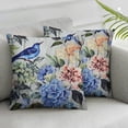 thumbnail image 2 of PIKWEEK  Pillow Covers Colorful Watercolor Blue Hydrangea Hibiscus Iris Leaf and Bird Spring Flowers Pattern Set of 2,Standard Square Cushion Throw Cover for Couch Bedroom Living, 2 of 6