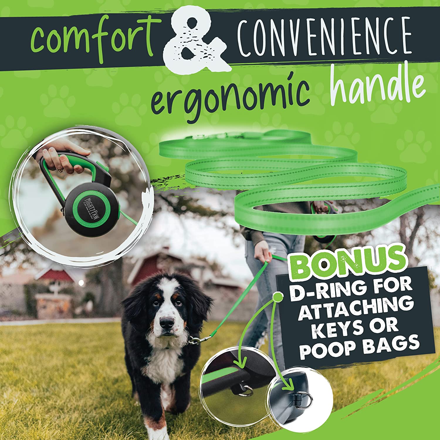 Mighty Paw Retractable Dog Leash 2.0, 16 Feet Green photo 7