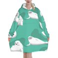 thumbnail image 1 of Cute Seal,Women's Oversized Wearable Blanket Hoodie, Blanket Sweatshirt,Flannel Pullover Blanket, 1 of 9