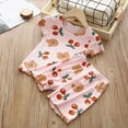 thumbnail image 4 of Toddler Baby Girl Summer Clothes Set Cherry Print Ribbed Short Sleeve T-Shirt and Matching Ruffle Shorts Cute Printed Girld Outfits 1-5 Y, 4 of 4