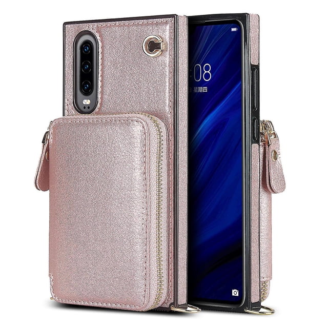Funda tipo cartera para Huawei P30 con tarjetero y correa para el hombro para mujer