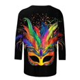 thumbnail image 4 of Mardi Gras Tee Shirts for Women Plus Size Funny 3/4 Sleeve Cute Holiday Crew Neck Tops 2026 Mardi Gras Outfit Carnival Theme Party Tee Tops, 4 of 6