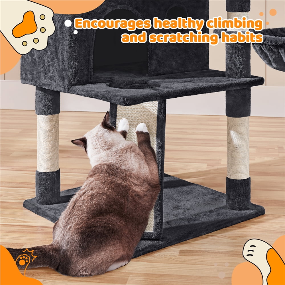 Yaheetech 76.4-inch Cat Tree Cat Tower with Condos, Black
