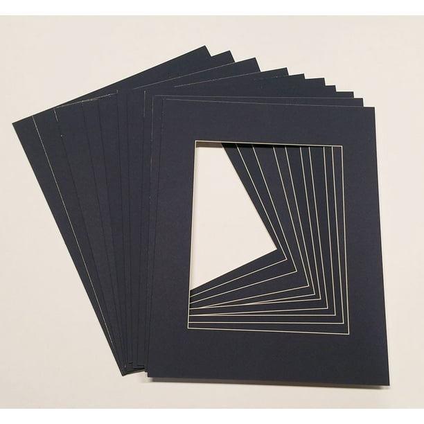 Navy Blue Acid Free 8x10 Picture Frame Mats with White Core Bevel Cut