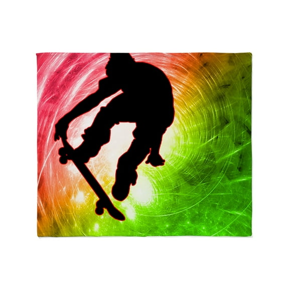 CafePress - Skateboarder In A Psychedelic Cyclon Throw Blanket - Soft Fleece Throw Blanket, 50"x60" for All Ages
