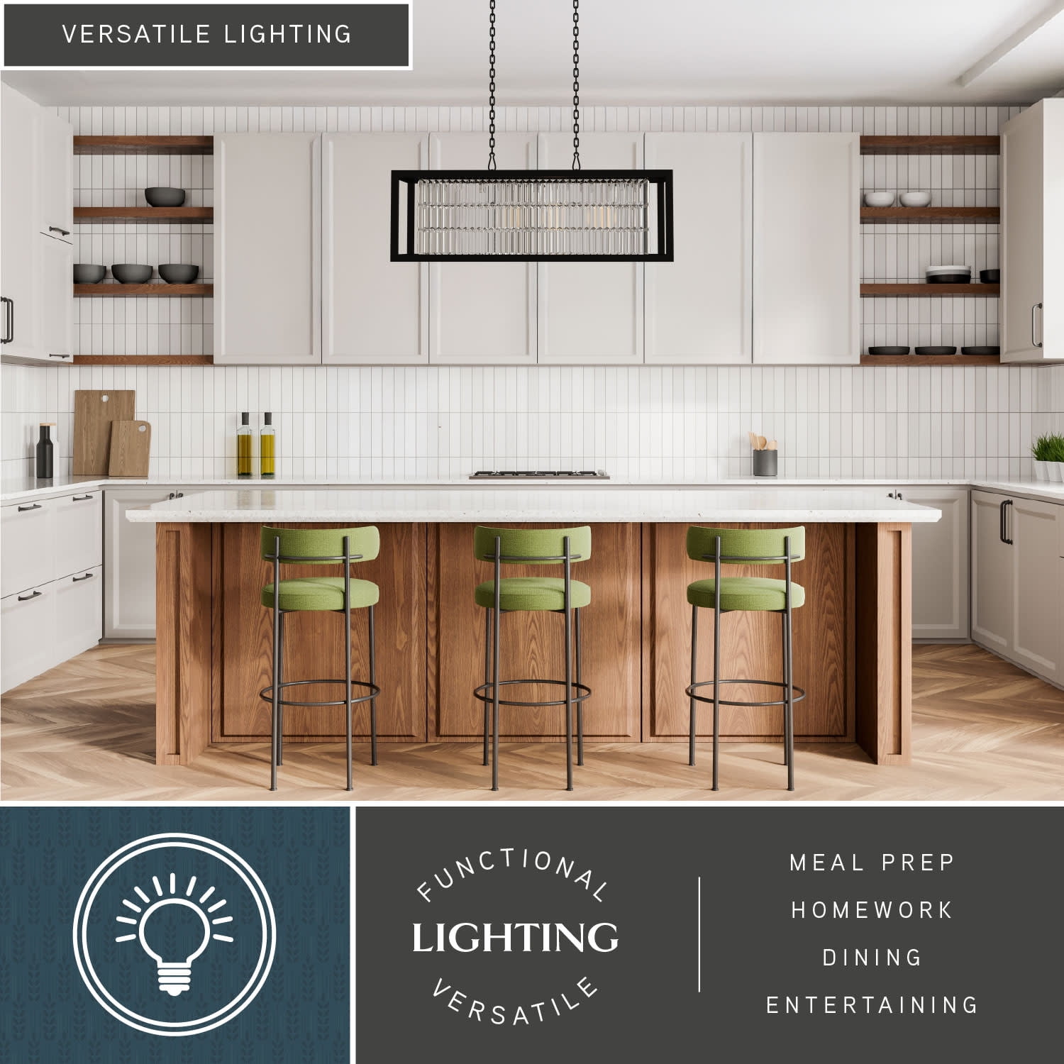 Catana 8L Crystal and Bronze Linear Chandelier Island Pendant Light Fixture
