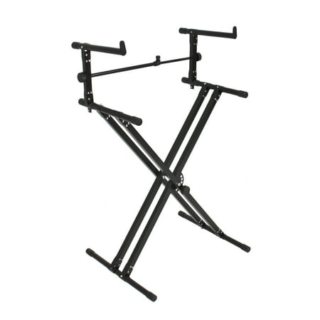 X Style Dual Keyboard Stand Electronic Piano Double 2-Tier Adjustable