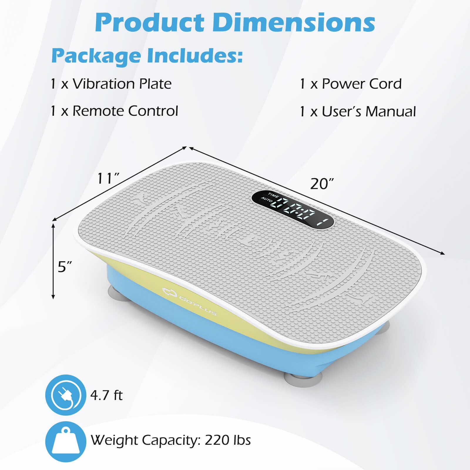 Goplus Vibration Plate Exercise Machine with 10 Speed Intensities Remote for Home FitnessGreen+Blue