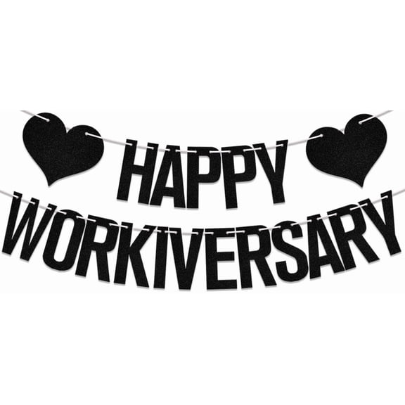 Happy Workiversary Banner - Work Anniversary Decorations - Happy Anniversary Decorations Black
