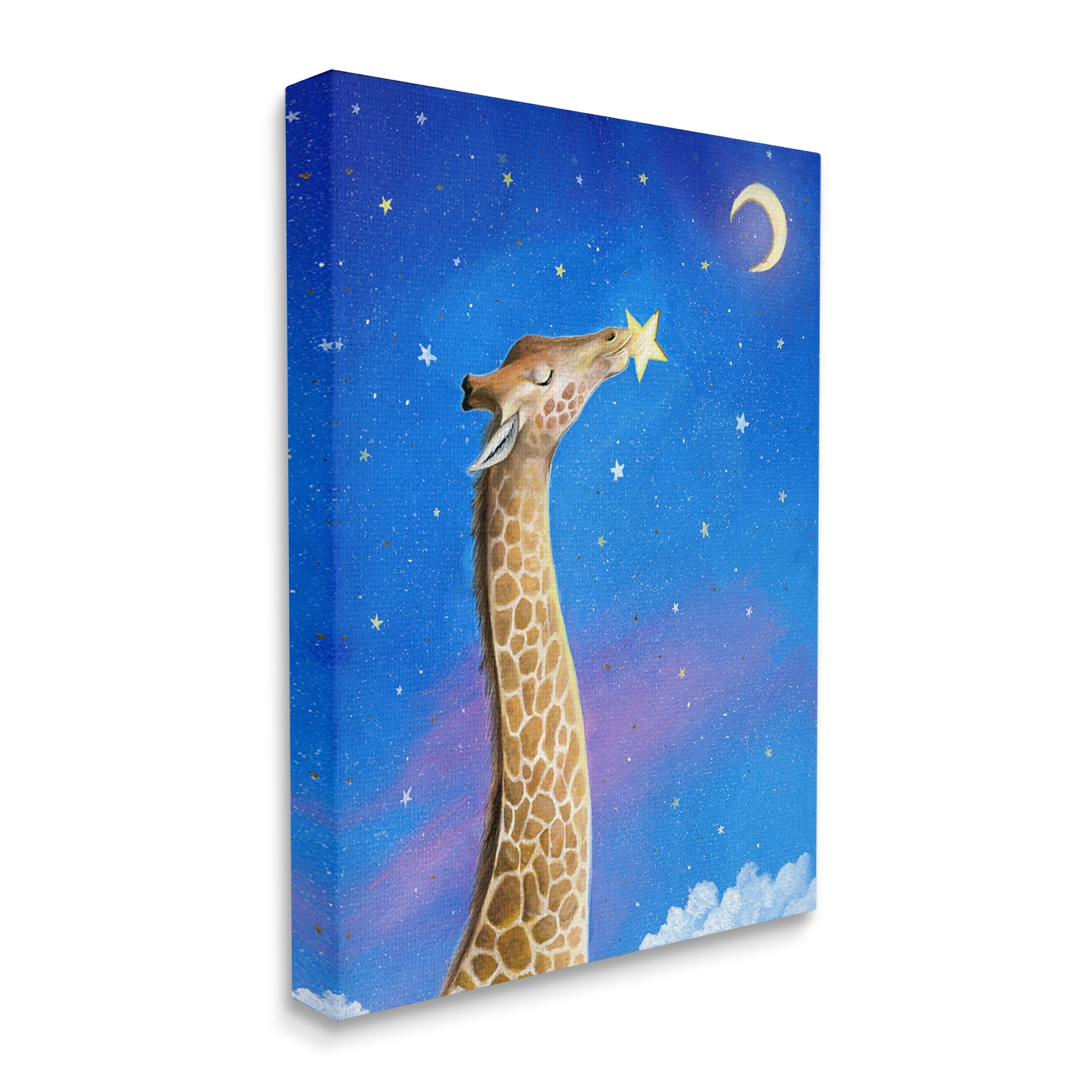 Stupell Industries Giraffe In Night Sky Animals & Insects Painting Gallery Wrapped Canvas Print Wall Art, 30 x 40