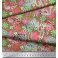 thumbnail image 2 of Soimoi Poly Georgette Fabric Floral & Flamingo Bird Print Sewing Fabric Yard 52 Inch Wide, 2 of 4