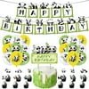 Cartoon Panda Themed Birthday Party Decoration Panda Bamboo Balloons Happy Birthday Banner Cake Toppers Party Decor Supplies